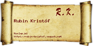 Rubin Kristóf névjegykártya